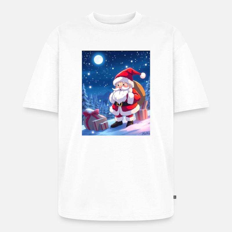 Weihnachts man mit Geschenke Sack - Unisex Premium Oversized Bio T-Shirt - Weiß