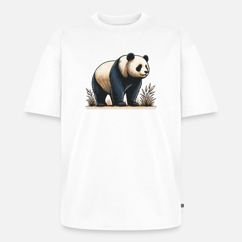 Panda - Unisex Premium Oversized Bio T-Shirt - Weiß