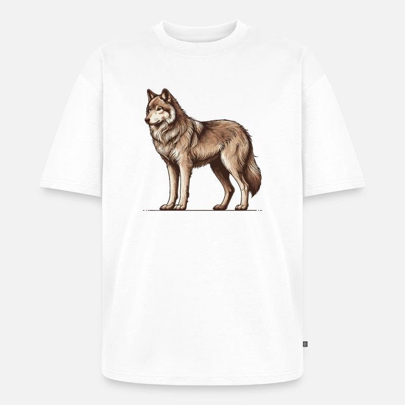 Wolf - Unisex Premium Oversized Bio T-Shirt - Weiß