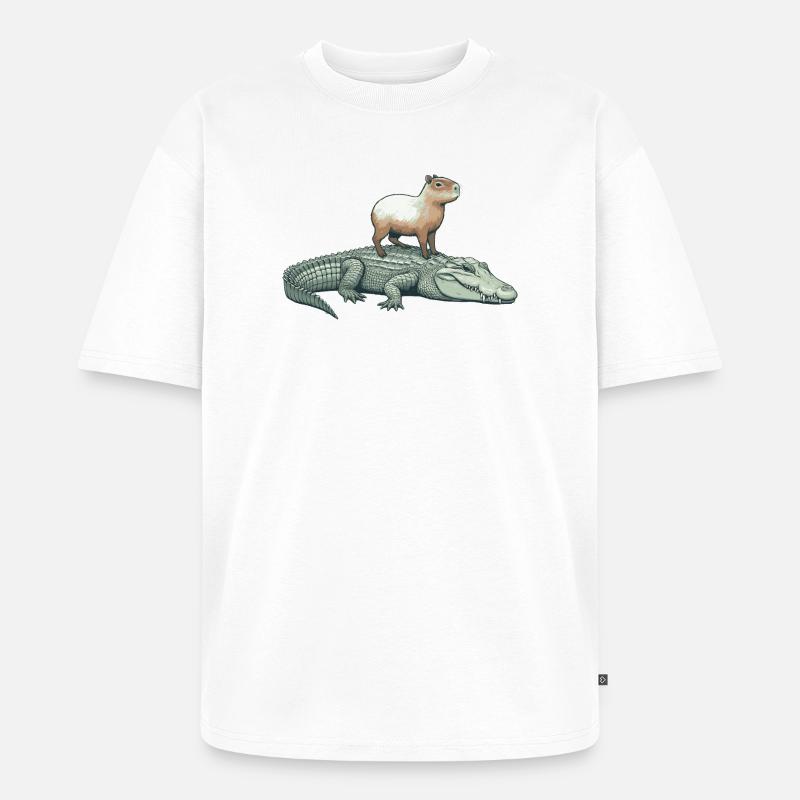 Capy & Croc Dreamteam - Unisex Premium Oversized Bio T-Shirt - Weiß