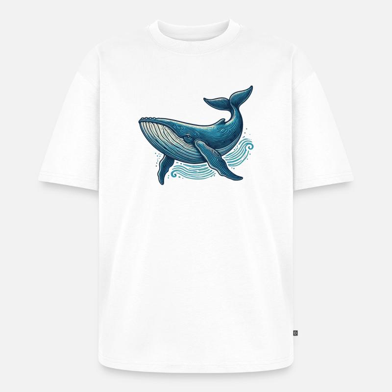 Blauwal - Unisex Premium Oversized Bio T-Shirt - Weiß