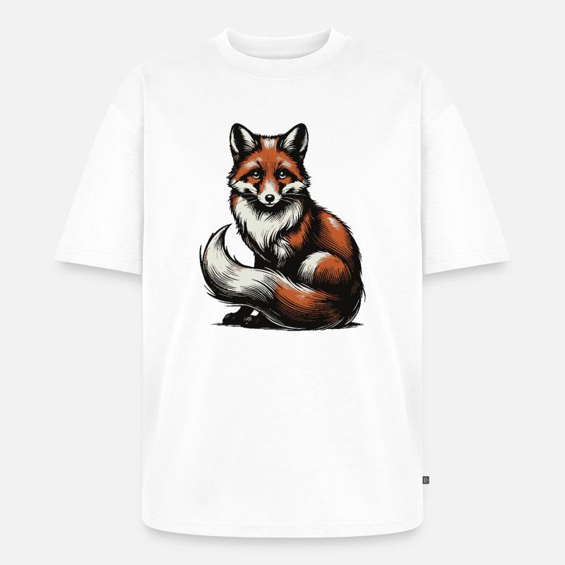 Fuchs - Unisex Premium Oversized Bio T-Shirt - Weiß