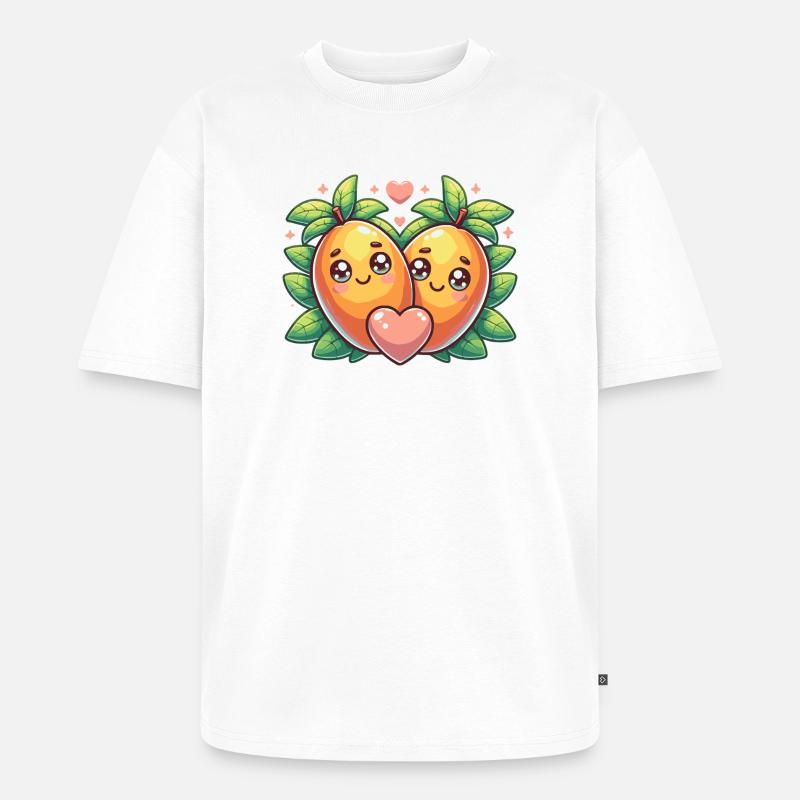 Süßes Mango Design - Paar Geschenk - Unisex Premium Oversized Bio T-Shirt - Weiß