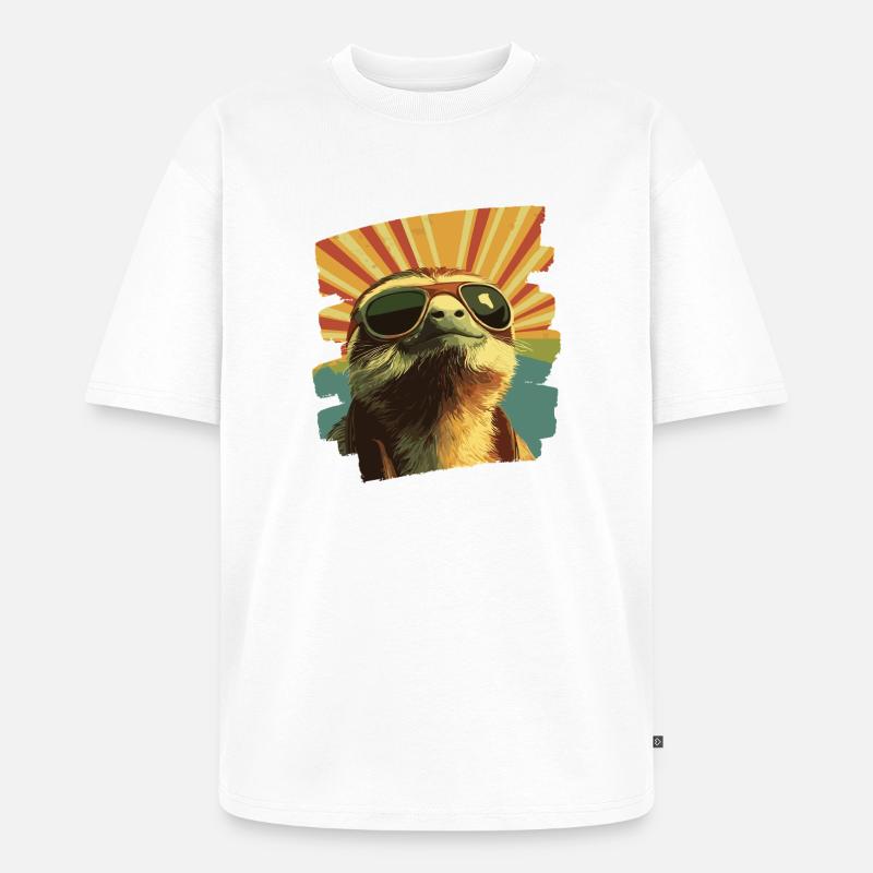 Faultier Retro - Unisex Premium Oversized Bio T-Shirt - Weiß
