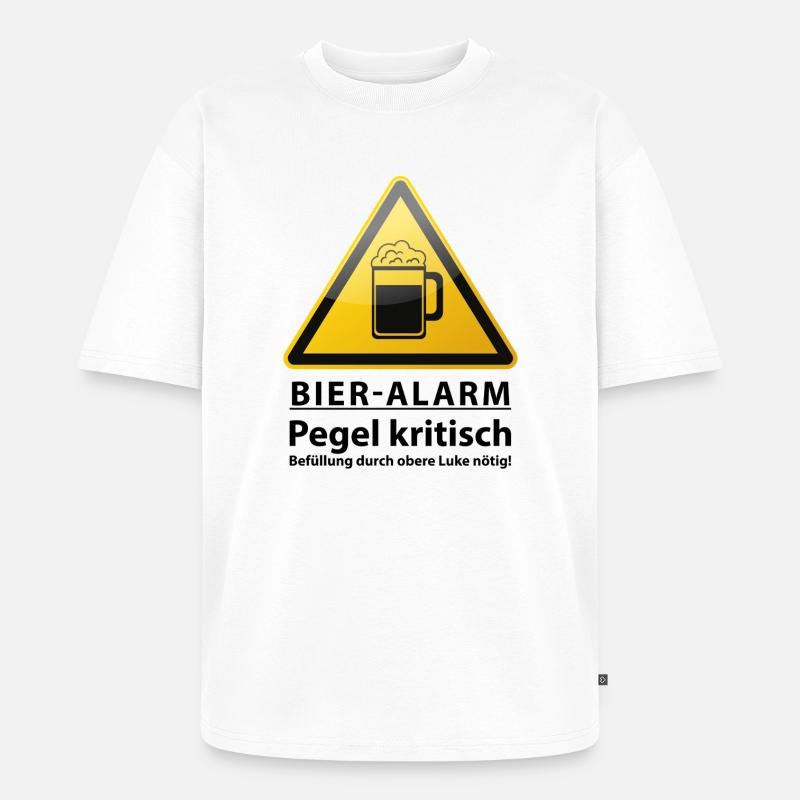 Bier Alarm! Warnzeichen - Unisex Premium Oversized Bio T-Shirt - Weiß