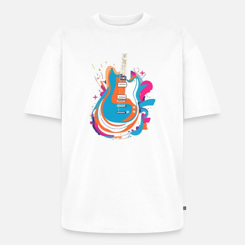 Bunte E-Gitarre - Unisex Premium Oversized Bio T-Shirt - Weiß