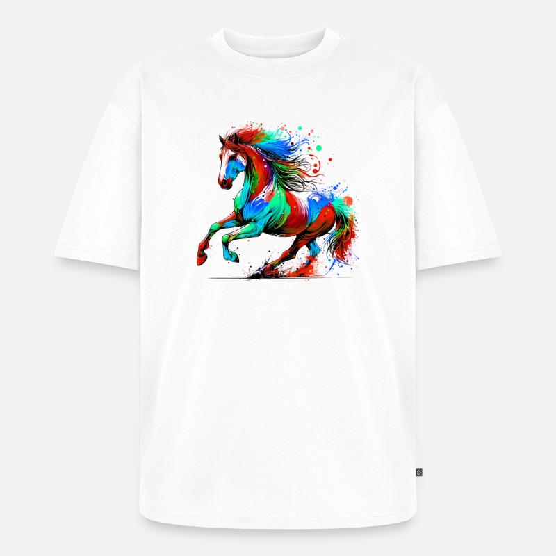 Pferd - Unisex Premium Oversized Bio T-Shirt - Weiß