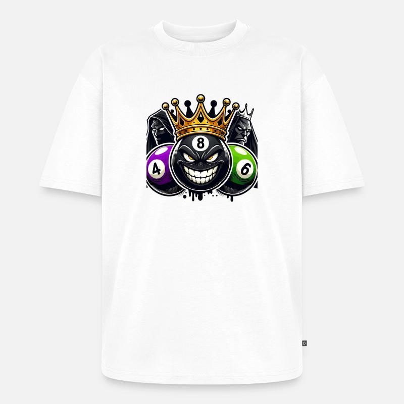 Billard King – Die 8-Ball Herrschaft - Unisex Premium Oversized Bio T-Shirt - Weiß