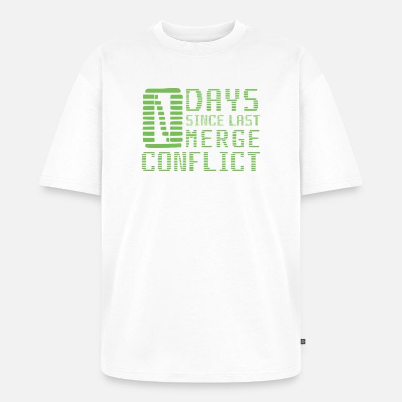 Merge Conflict Software Developer Entwickler Geek - Unisex Premium Oversized Bio T-Shirt - Weiß