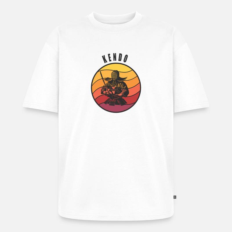 Retro Kendo Samurai Style - Unisex Premium Oversized Bio T-Shirt - Weiß