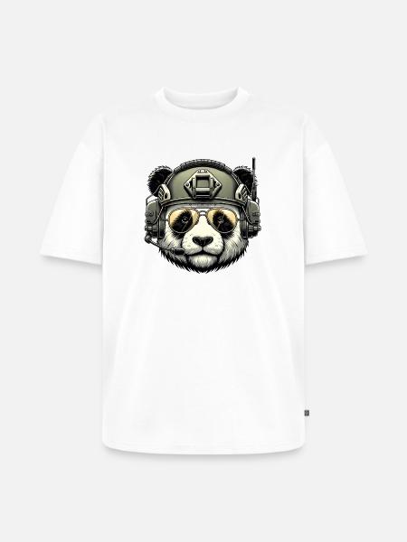 Panda Military Army Design - Unisex Premium Oversized Organic T-Shirt - white