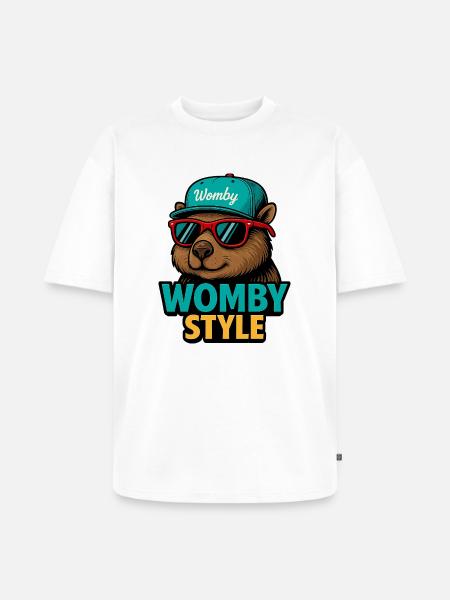 Womby Style Beaver with Sunglasses - Unisex Premium Oversized Organic T-Shirt - white