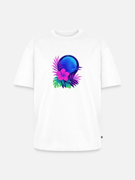 Neon Tropic Moon - Unisex Premium Oversized Organic T-Shirt - white