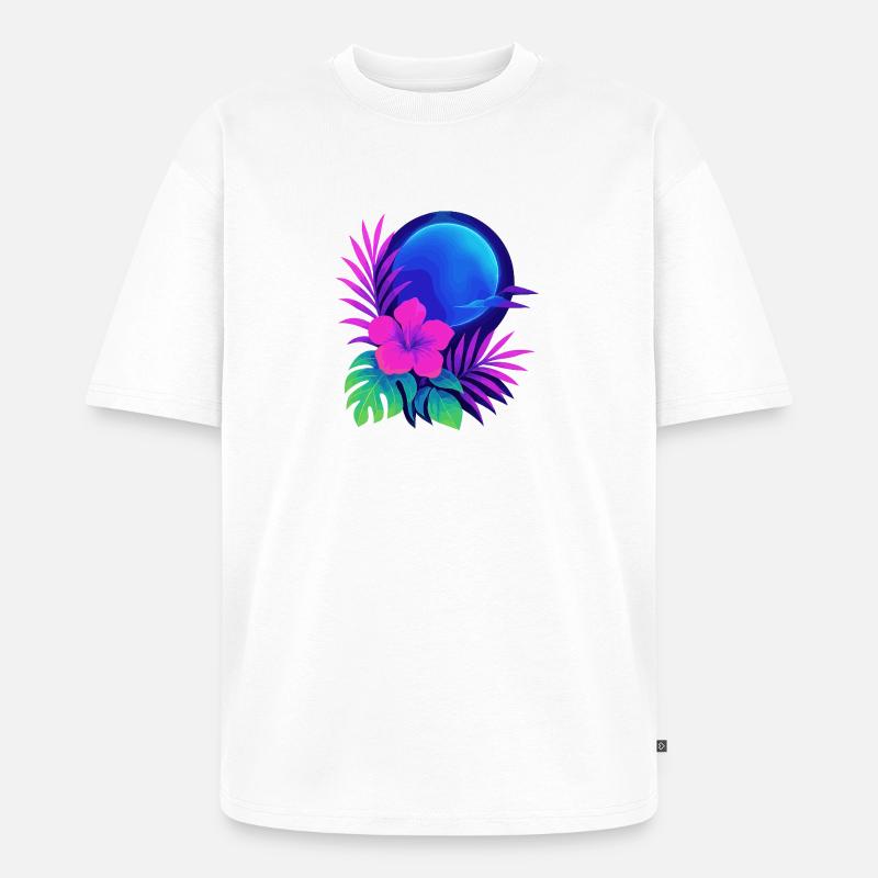 Neon Tropic Moon - Unisex Premium Oversized Organic T-Shirt - white