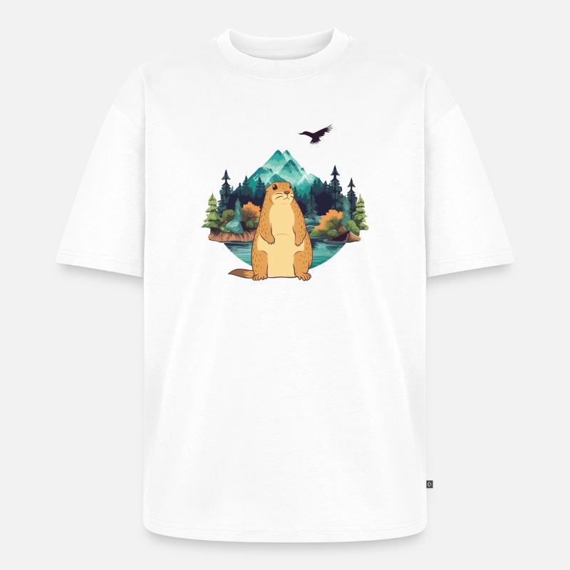 Marmotte - T-shirt Premium bio oversize Unisexe - blanc