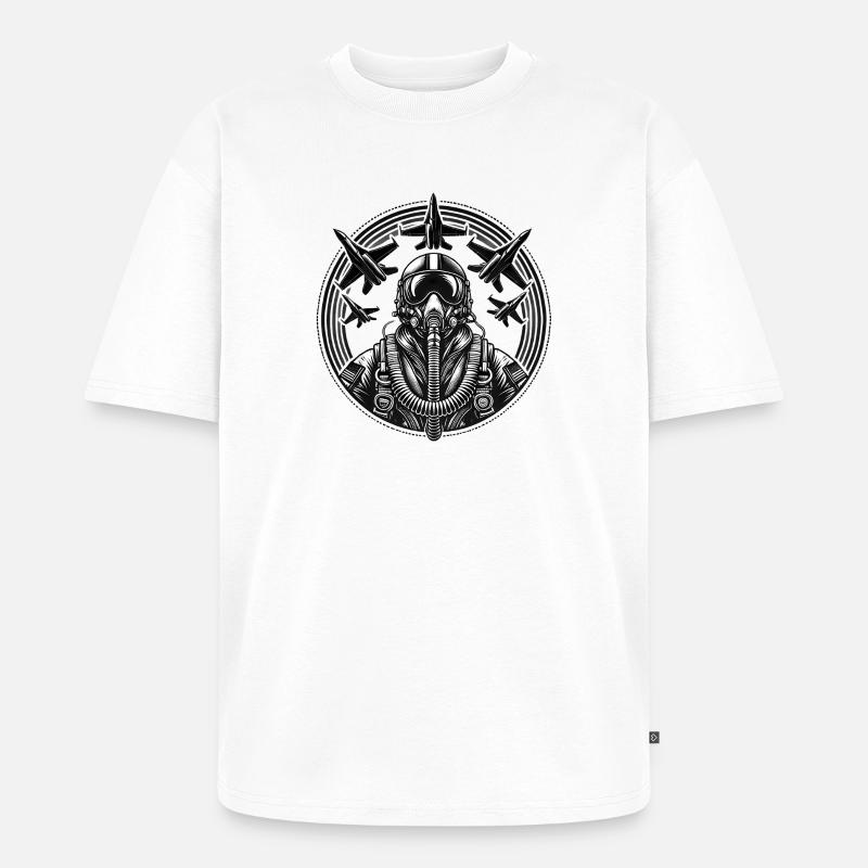 Jet Pilot – Air Force - Unisex Premium Oversized Bio T-Shirt - Weiß