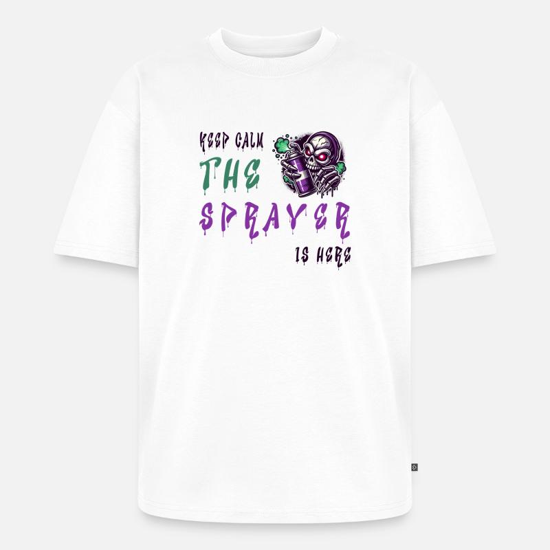 Keep Calm – The Sprayer - Unisex Premium Oversized Bio T-Shirt - Weiß