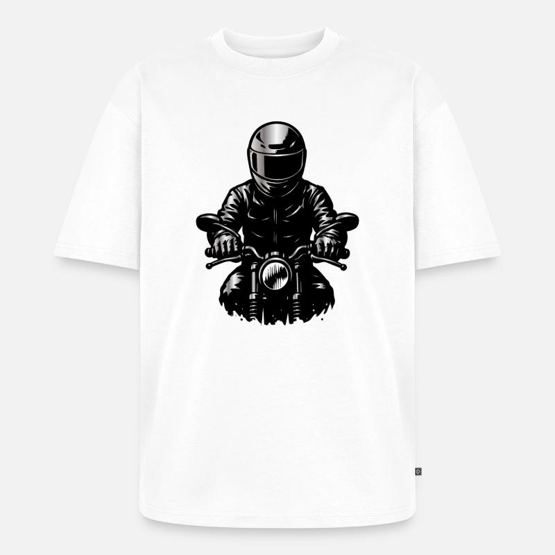 Motorradfahrer im Helm – Frontansicht Illustration - Unisex Premium Oversized Bio T-Shirt - Weiß