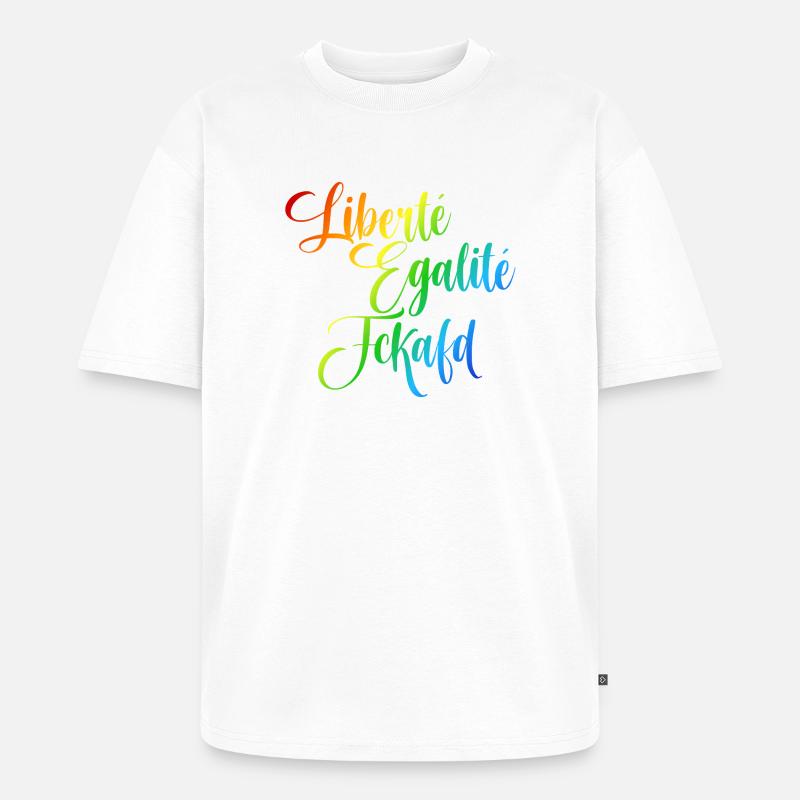 Regenbogen Liberté Égalité Fraternité - Unisex Premium Oversized Bio T-Shirt - Weiß