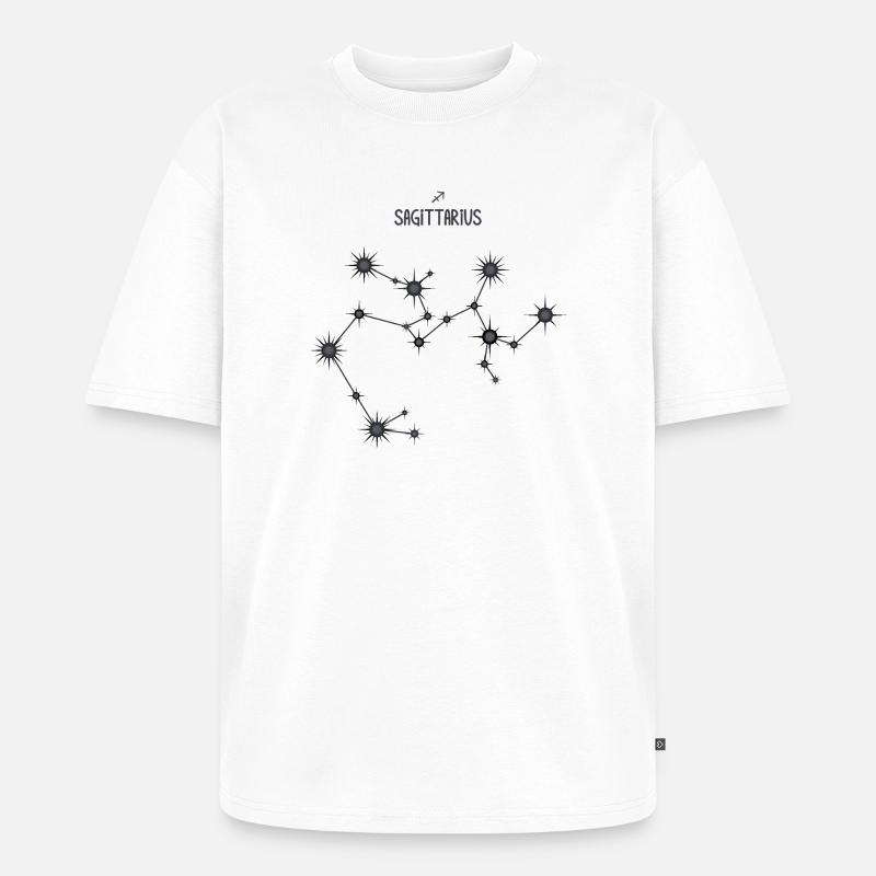 Schütze Sternzeichen Sternbild Schwarz & Grau - Unisex Premium Oversized Bio T-Shirt - Weiß