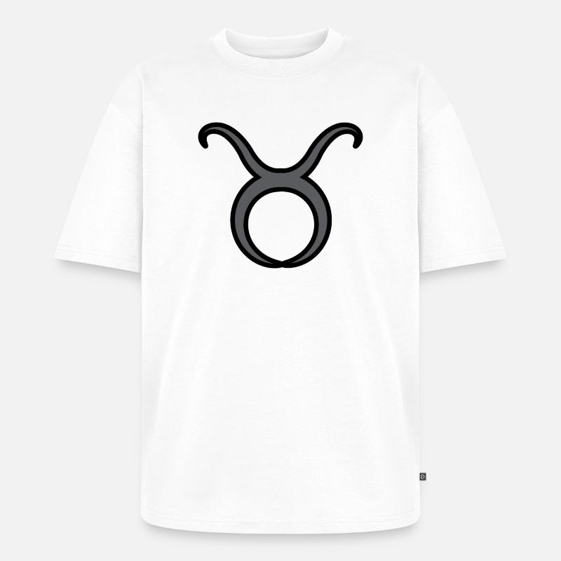 Stier Sternzeichen Symbol Schwarz & Grau - Unisex Premium Oversized Bio T-Shirt - Weiß