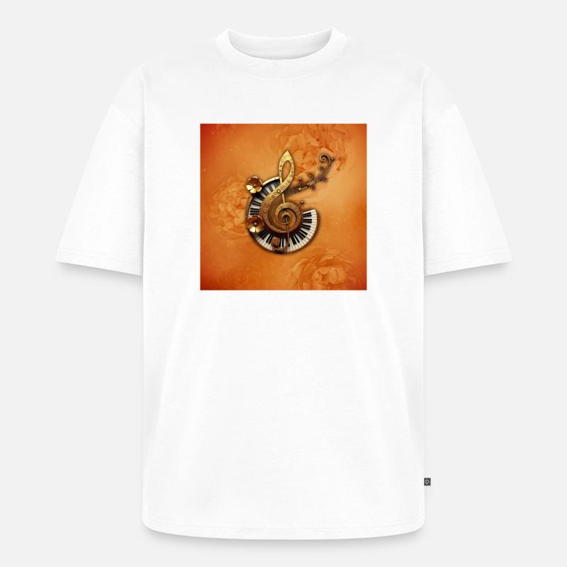 Style musical abstrait avec des fleurs - T-shirt Premium bio oversize Unisexe - blanc