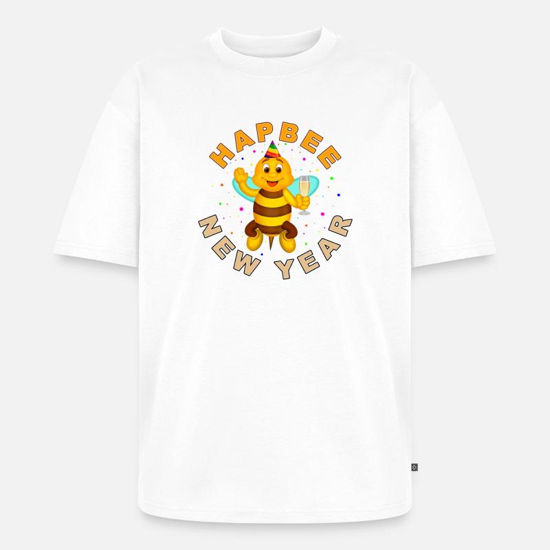 HAPBEE Neujahr mit Text - Unisex Premium Oversized Bio T-Shirt - Weiß