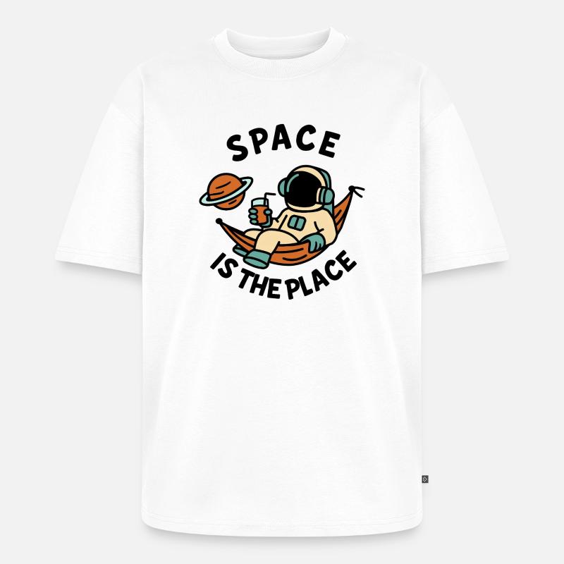 Space Explorer Astronaut Entspannendes Design - Unisex Premium Oversized Bio T-Shirt - Weiß