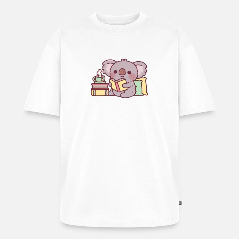 Süßer Koala, der ein Buch liest - Unisex Premium Oversized Bio T-Shirt - Weiß