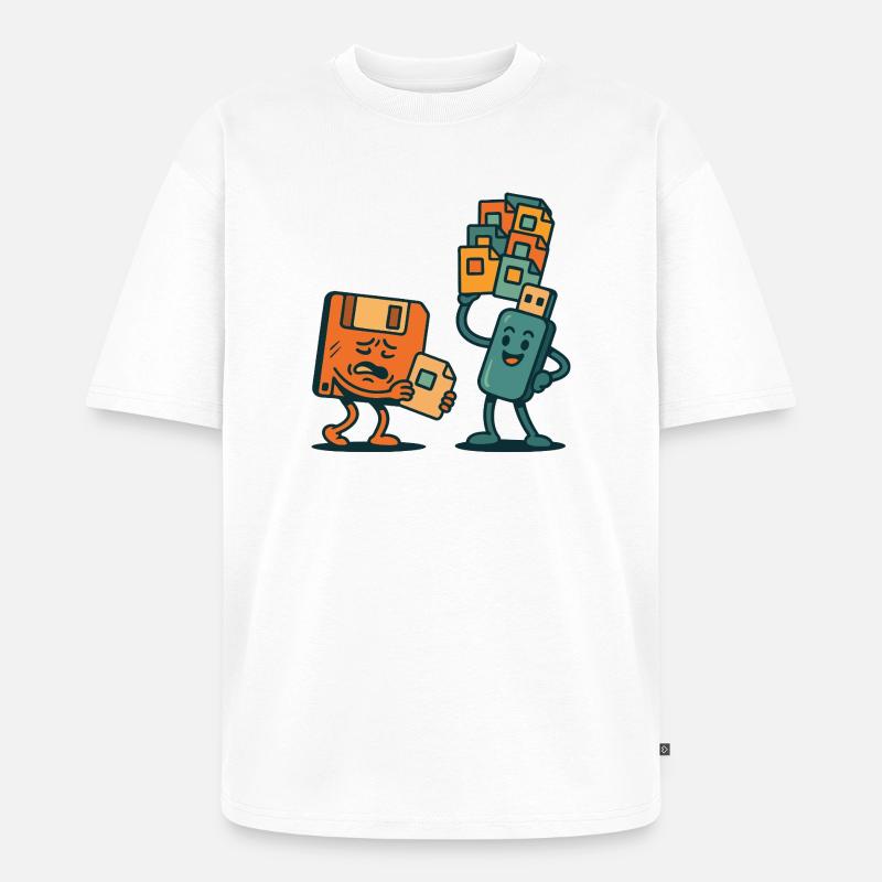 Diskette vs. USB-Laufwerk Retro Tech Sarkasmus - Unisex Premium Oversized Bio T-Shirt - Weiß
