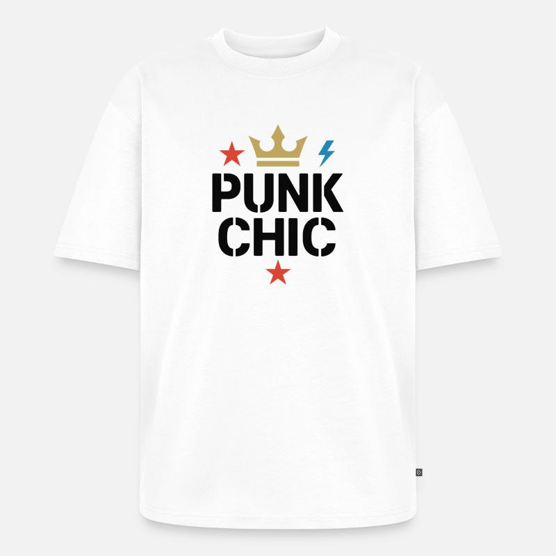 Punk Chic – Krone & Blitz - Unisex Premium Oversized Bio T-Shirt - Weiß