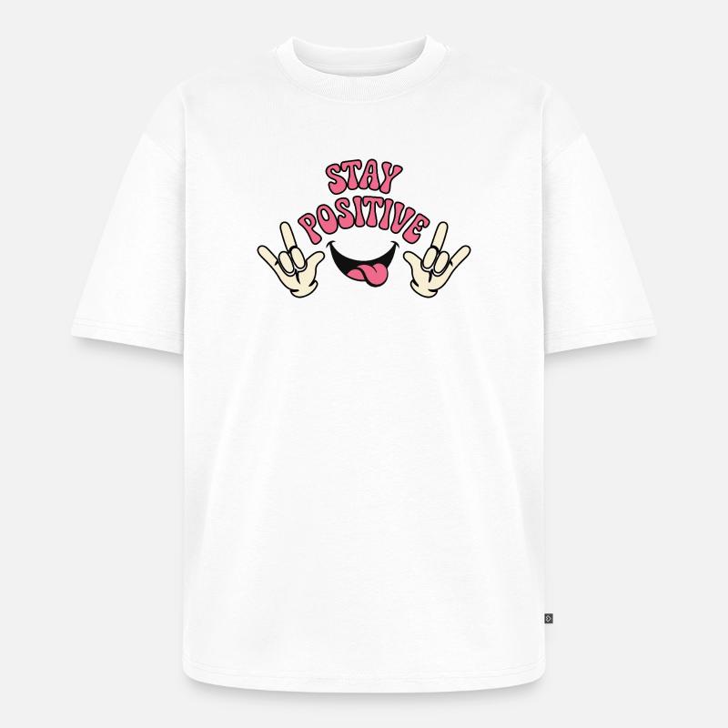 Verspieltes positives Vibes-Typografie-Design - Unisex Premium Oversized Bio T-Shirt - Weiß