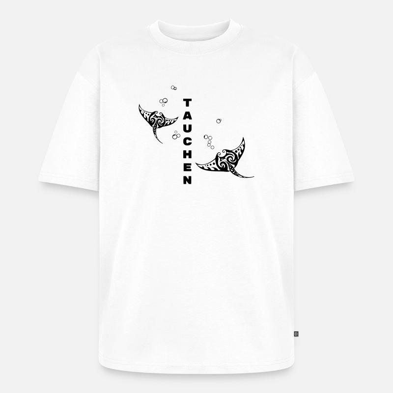 Tauchen – Tribal Manta Rochen Design - Unisex Premium Oversized Bio T-Shirt - Weiß