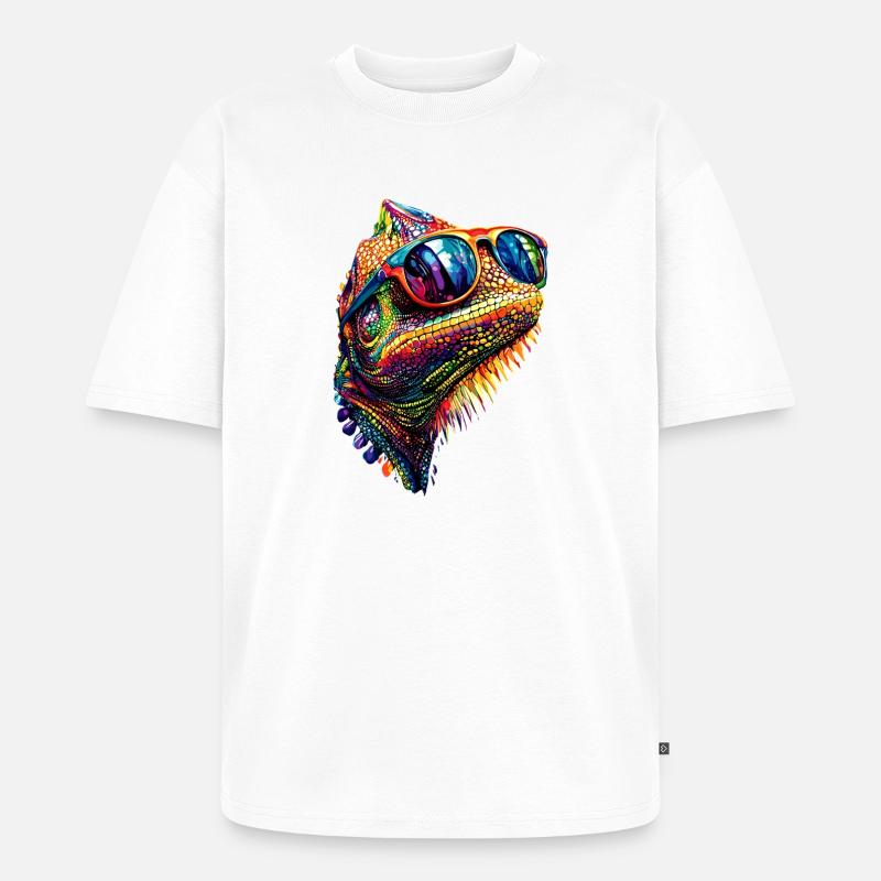 Chamäleon Echse Reptil Chameleon Leguan Eidechse - Unisex Premium Oversized Bio T-Shirt - Weiß