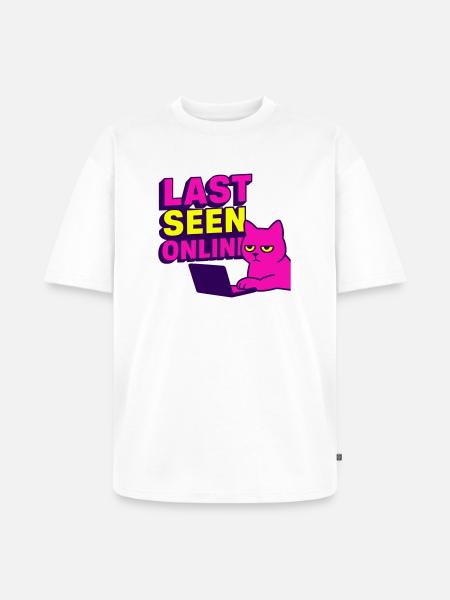 Sidst set online: Meme-design med irriteret kat - Unisex Premium oversized økologisk T-shirt - hvid