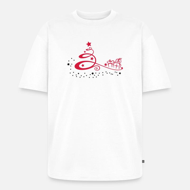Weihnachtsbaum mit Sternen und Geschenken - Unisex Premium Oversized Bio T-Shirt - Weiß