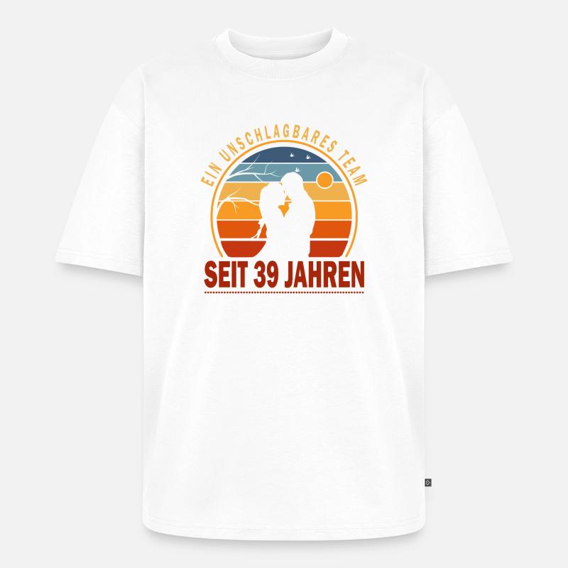 39 Jahre Beziehung Geschenk Ehemann Ehefrau - Unisex Premium Oversized Bio T-Shirt - Weiß