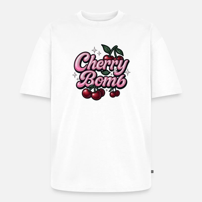 cherry bomb / y2k statement design - Unisex Premium Oversized Bio T-Shirt - Weiß