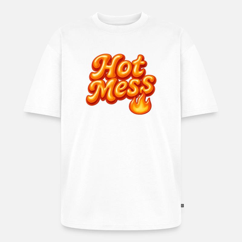 hot mess / y2k statement design - Unisex Premium Oversized Bio T-Shirt - Weiß