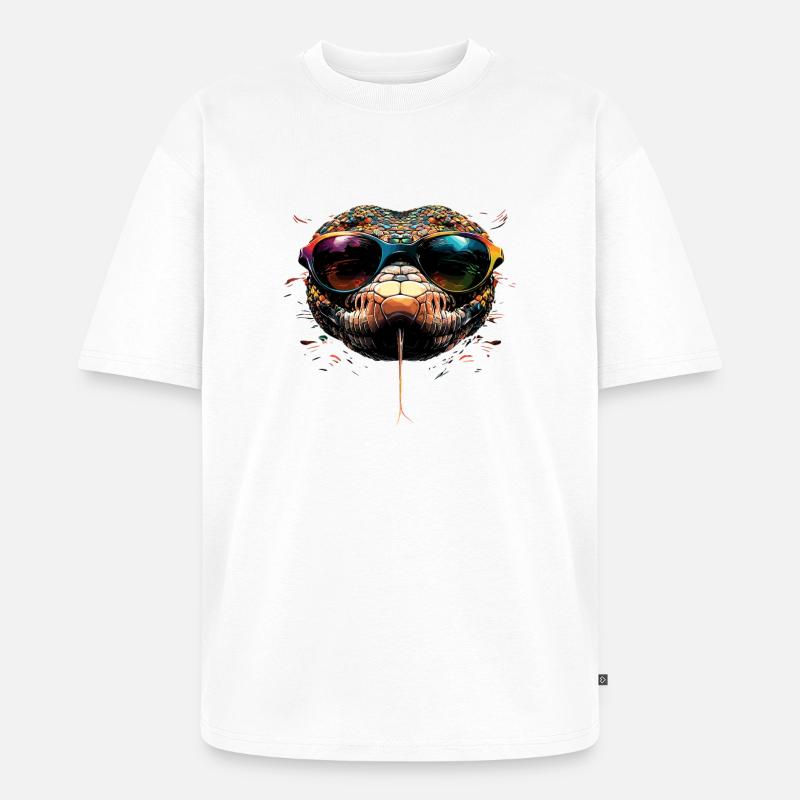 Schlange Python Kobra Klapperschlange Schlangen - Unisex Premium Oversized Bio T-Shirt - Weiß
