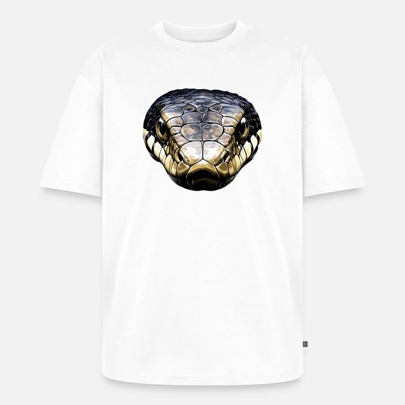Schlange Python Kobra Klapperschlange Schlangen - Unisex Premium Oversized Bio T-Shirt - Weiß
