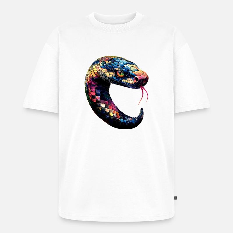 Schlange Python Kobra Klapperschlange Schlangen - Unisex Premium Oversized Bio T-Shirt - Weiß