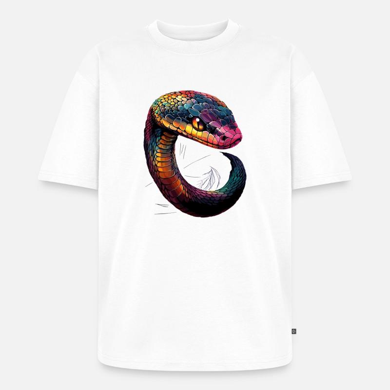 Schlange Python Kobra Klapperschlange Schlangen - Unisex Premium Oversized Bio T-Shirt - Weiß