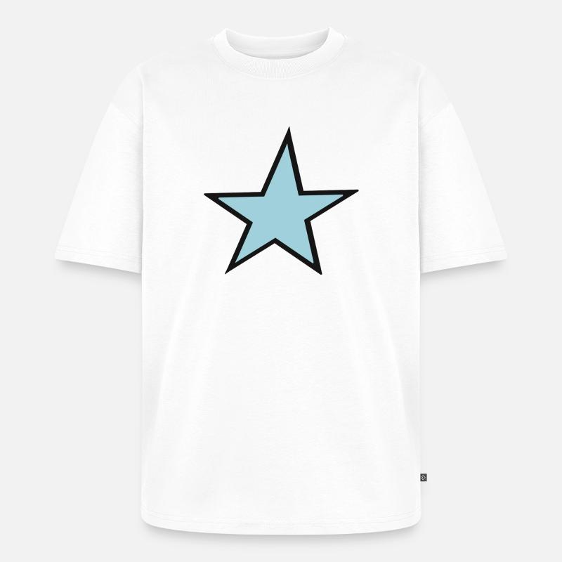 Heller blauer Stern mit schwarzem Rand - Unisex Premium Oversized Bio T-Shirt - Weiß