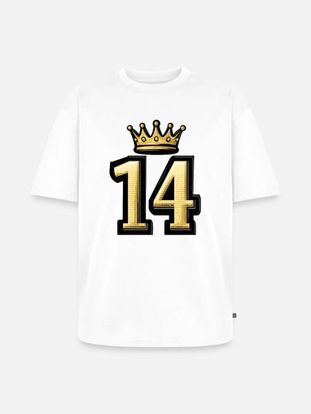 Couronne numéro 14 - T-shirt Premium bio oversize Unisexe - blanc