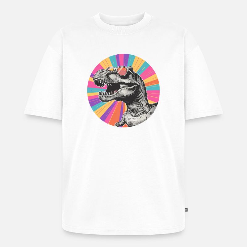 Dinosaurier Comic mit Sonnenbrille - Unisex Premium Oversized Bio T-Shirt - Weiß