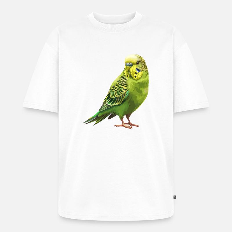 Conception de perruche Joie de vivre - T-shirt Premium bio oversize Unisexe - blanc