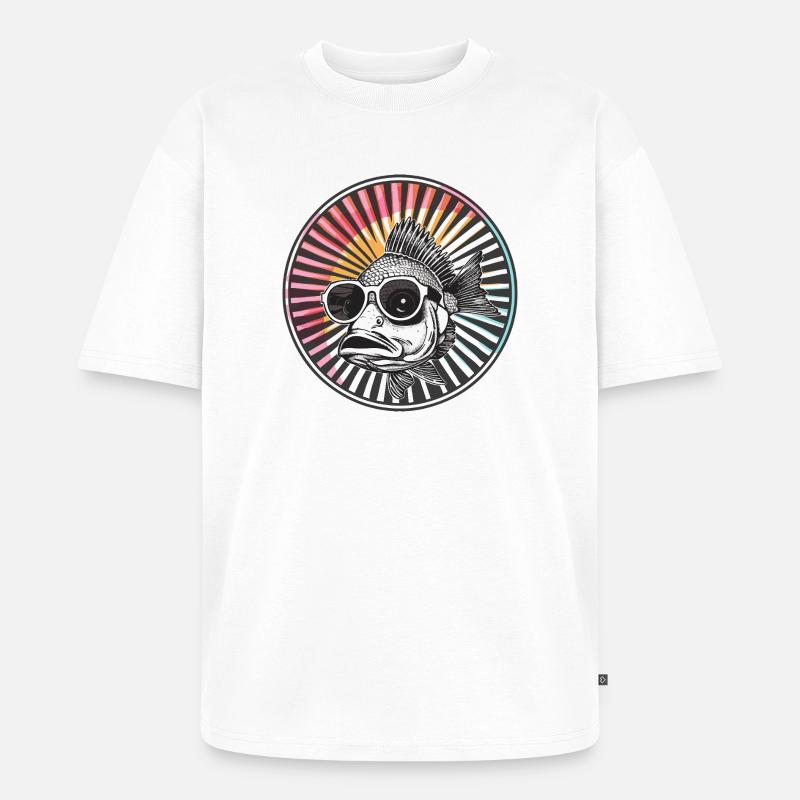 Fisch mit Sonnenbrille im Retro-Design - Unisex Premium Oversized Bio T-Shirt - Weiß