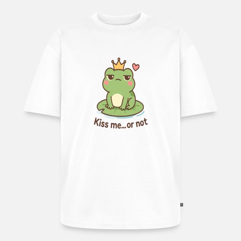 Kussfrosch König – Küss mich oder nicht - Unisex Premium Oversized Bio T-Shirt - Weiß
