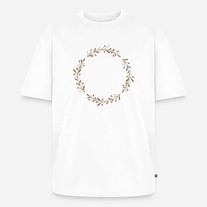 Winterlicher Kranz mit roten Beeren - Unisex Premium Oversized Bio T-Shirt - Weiß